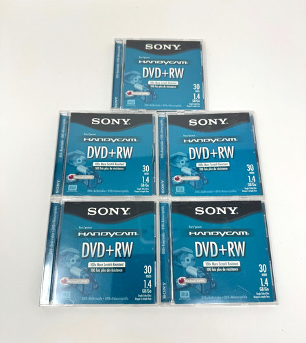 Sony Handycam Lot of 6 Mini Discs 5 DVD+RW 30 min 1.4 GB and 1 DVD-R 2.8 GB