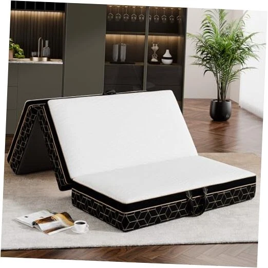 Tri-Fold Memory Foam Mattress - Portable Folding Sofa Bed with Queen 6 Inch