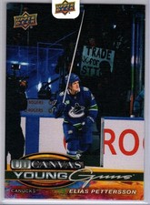 2025-26 UD Series 1 Elias Pettersson Young Guns Canvas Rookie Card # C-106. rookie card picture