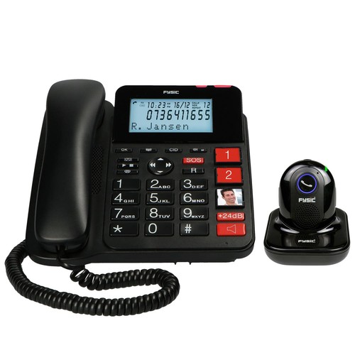 FX3960 Telephone Filaire - avec emetteur d'Alarme SOS sans Fil - Grand ecran ret - Zdjęcie 3 z 6