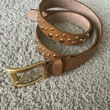 Express Tan Leather Belt With Gold Studs - Small