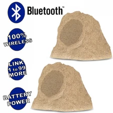 Theater Solutions Wireless 200W Rechargeable Bluetooth Rock Speaker Pair Sand