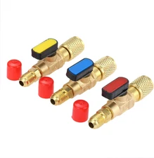 Air Conditioning Refrigerant Ball Valve 1/4’’ SAE, R134A A/C HVAC Ball Valves, L