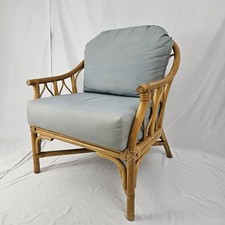 Vintage MCM Rattan Barrel Lounge Chair Boho Bamboo w/Cushions Palm Beach