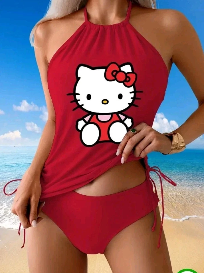 Traje de baño para mujer Hello Kitty para niñas vacaciones en la playa Maldivas Tulam Foto 2 de 4