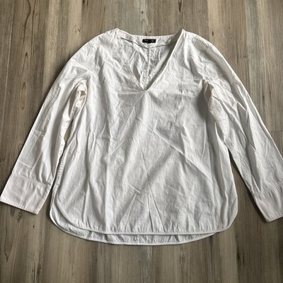MASSIMO Dutti White V Neck Dress Shirt Size 10