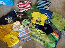 Assorted 18m Baby Boy Clothing Lot Bodysuits Shirts Shorts Multicolor Cotton