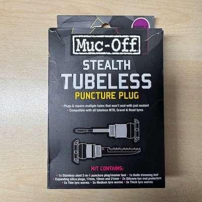 Muc-Off Stealth Tubeless Puncture Plug Kit Purple Bar End Tool Road Gravel MTB