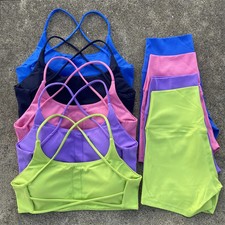 Women Yoga Shorts Set Gym Sports Set Fitness Clothes Suit 2 Piece Cross Back Bra