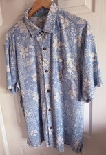 Tommy Bahama Mens Size XL Silk Blend Light Blue Checked Shirt 