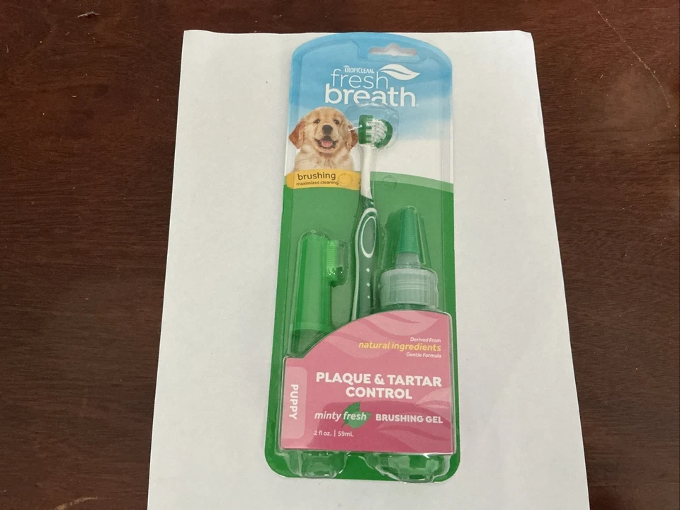 TropiClean Fresh Breath Puppy Oral Care Kit | Puppy Toothbrush & Toothpaste Kit - Image 2 of 2