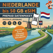 eSIM Niederlande Prepaid SIM Karte 1-50GB 5G LTE Holland Amsterdam QR Versand!
