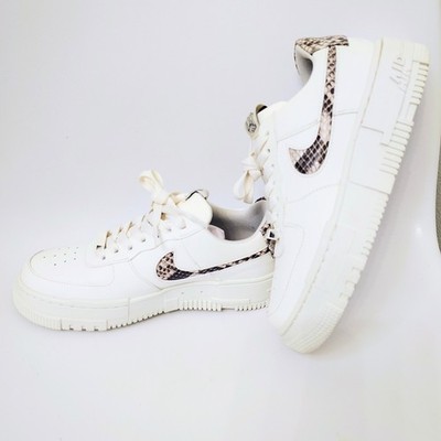 NIKE AIR FORCE 1 PIXEL SNAKESKIN White/Sand Classic Uptowns Women Size 7 AF1