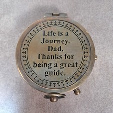 Vintage-Style Brass Compass with Psalm 32:8  Leather Case New Slight Mark
