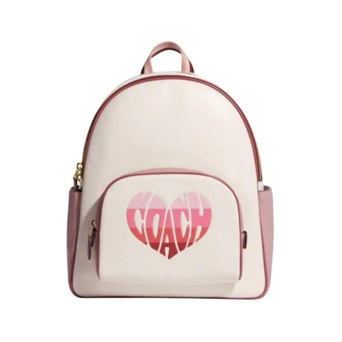 COACH COURT BACKPACK WITH STRIPE HEART MOTIF PINK / GOLD  display picture 2