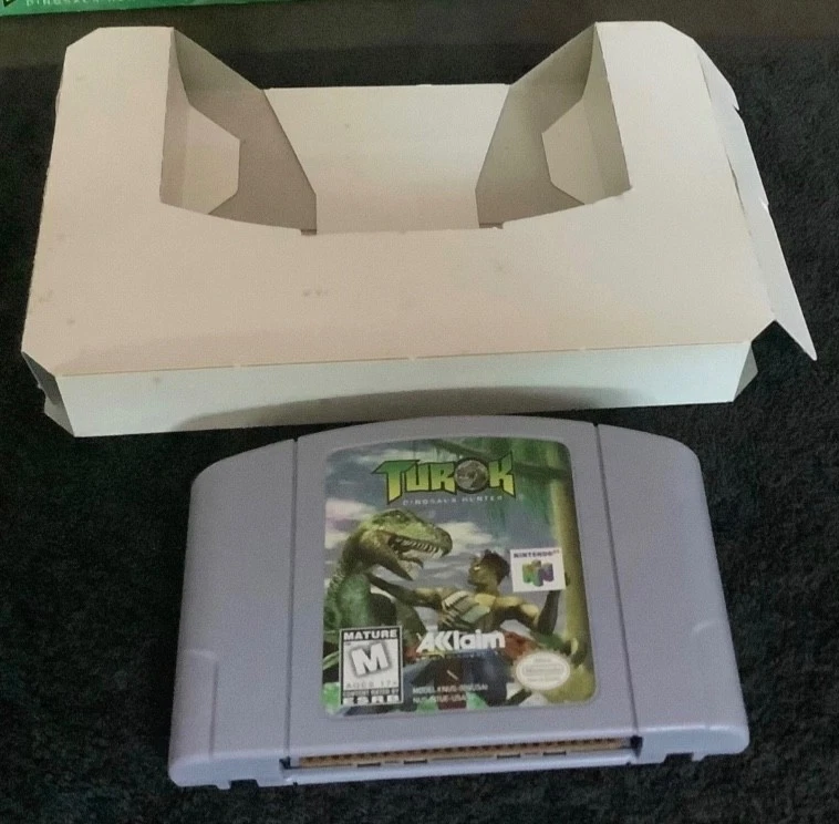 (FREE SHIP) Nintendo 64 TUROK DINOSAUR HUNTER ntsc u/c game with mini poster - Image 2 of 4