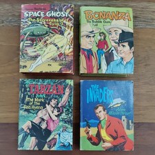 Lot of 4 A Little Big Books- Space Ghost, Bonaza, Tarzan, Invaders Vintage 1960s