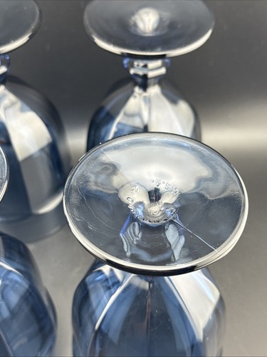 Libbey Duratuff Gibraltar Antique Blue 7" Iced Tea Water Glasses Goblet Set Of 4 - Picture 12 of 14
