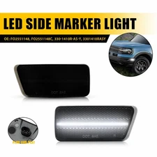 Smoked LED White Front Side Lights Marker For 2021-2023 Ford Bronco Sport