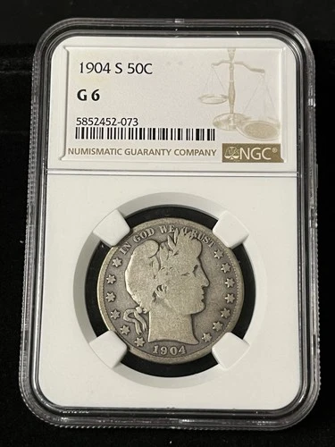 1904 s barber half dollar NGC G-6