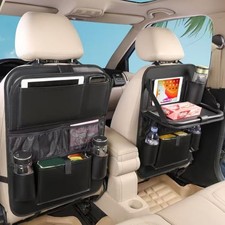 Leather Car Backseat Organizer with Tablet Holder - 9 Large Storage Pockets, 1