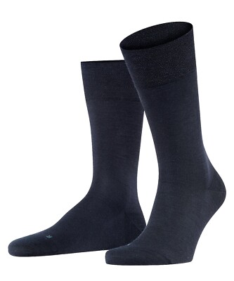 FALKE Mens Sensitive Berlin Virgin Wool & Cotton Blend Socks Black US Size 6.5-9
