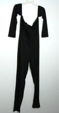 Womens Black Jumpsuit On/Off Shoulder Size L Full Length Bodycon Stretch Zipper