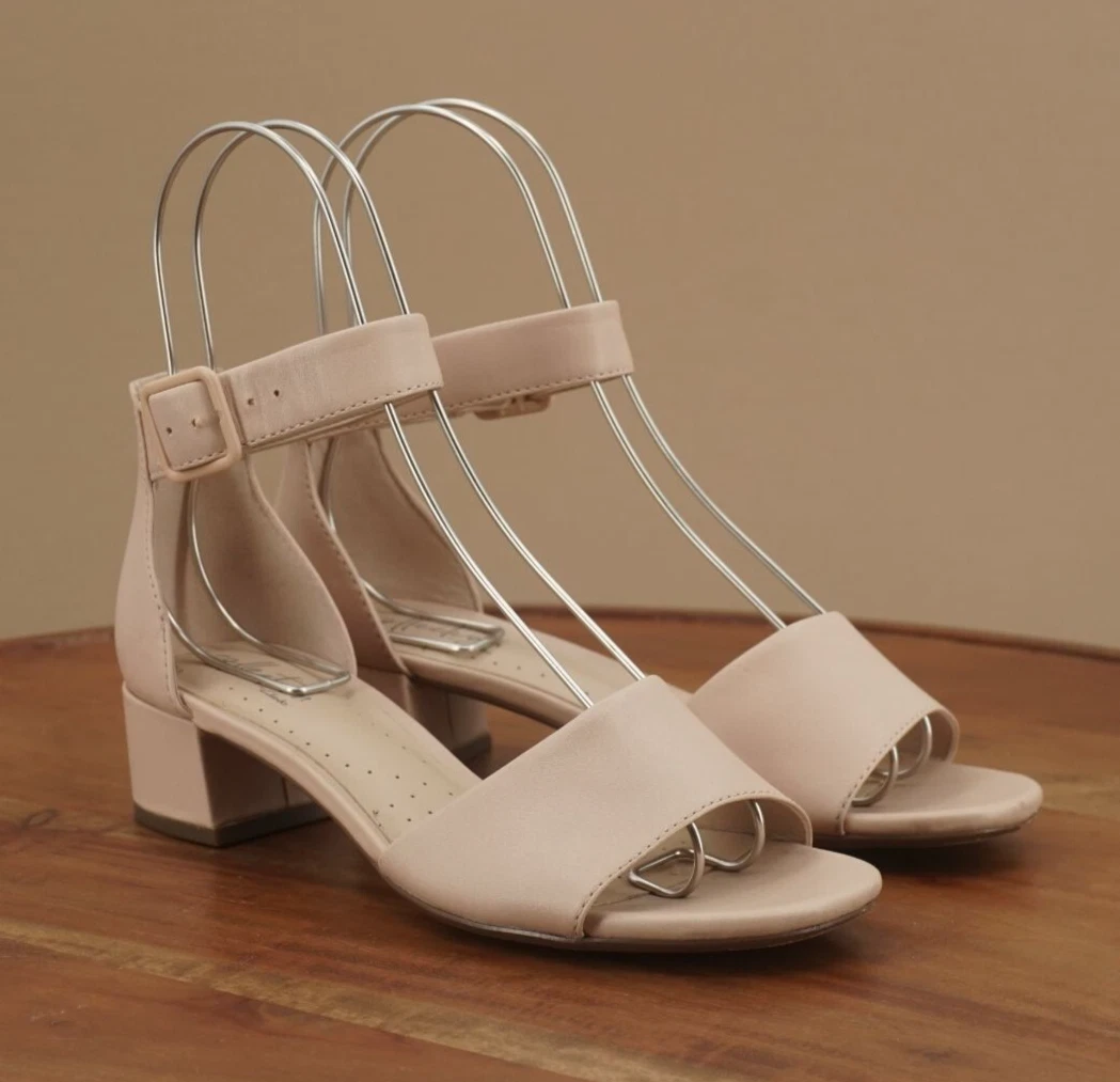 Clarks Collection Sandali Donna Elisa Dedra Tacco Beige Nudo Pelle Taglia 6 M