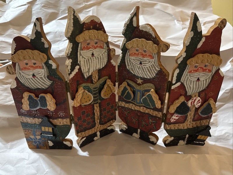 Hand-painted Wooden Santa Claus Hinged Decor