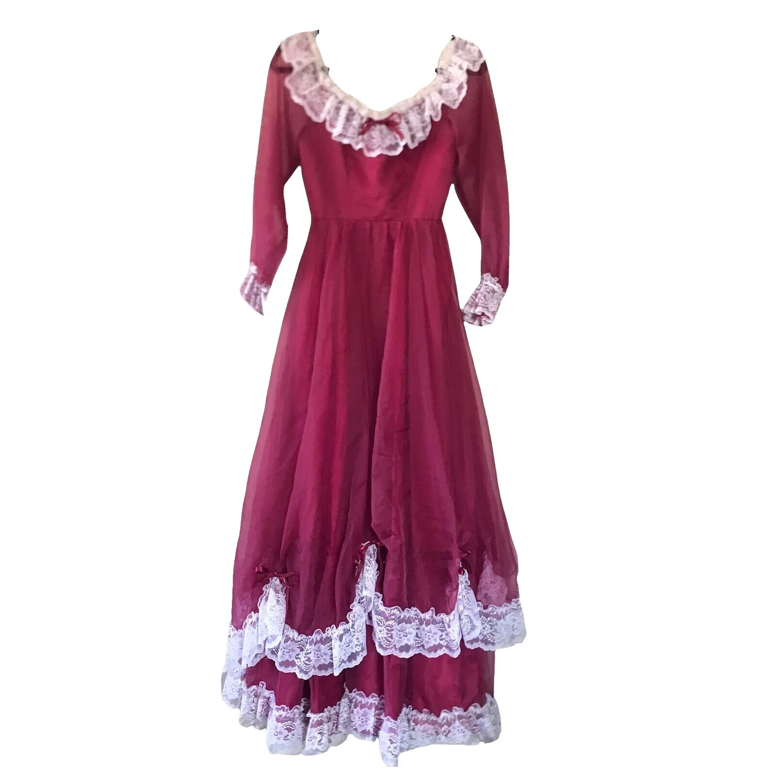 White Victorian 1970s Vintage Dresses for Women