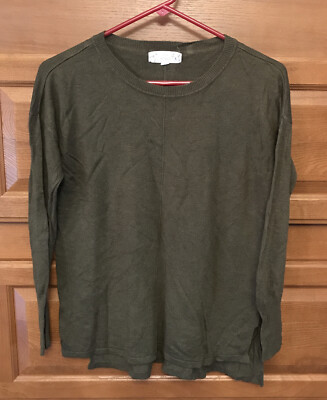 Pink Republic top Sweater Sz LARGE Jrs. Dark Green L/S Preppy Hipster 1630