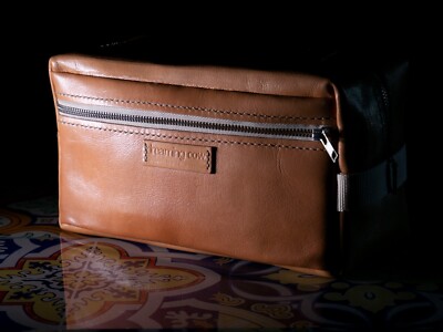 Mans Veg Tanned leather TOILETRY BAG, Woman Bathroom Essentials Cosmetics bag