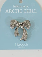 NEW HILDIE & JO ARCTIC CHILL RHINESTONE CHRISTMAS BOW BROOCH PIN FREE SHIP