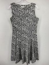 Calvin Klein Womens Dress Black White 6 Stretch Fit & Flare Round Neck Casual