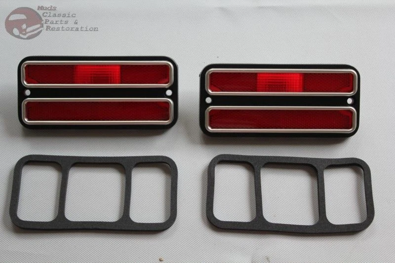 Juego de luces marcadoras laterales delanteras traseras para camioneta Chevy GMC ámbar rojo cromo moldura nuevo Foto 2 de 4