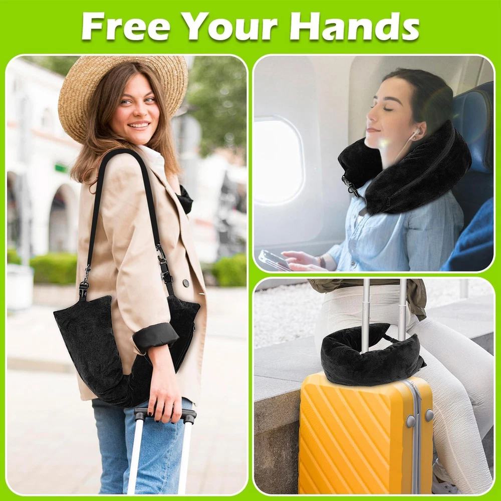 Travel Pillow for Extra Luggage: Stuffable Neck Pillow with Adjustable Neck Size