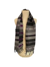 Vintage 100% Wool Scarf Made in West Germany Gray Purple Strawbridge