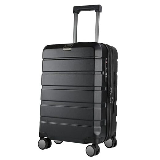 Hardside Expandable Carry On Luggage with Spinner Wheels & Built-in TSA Black