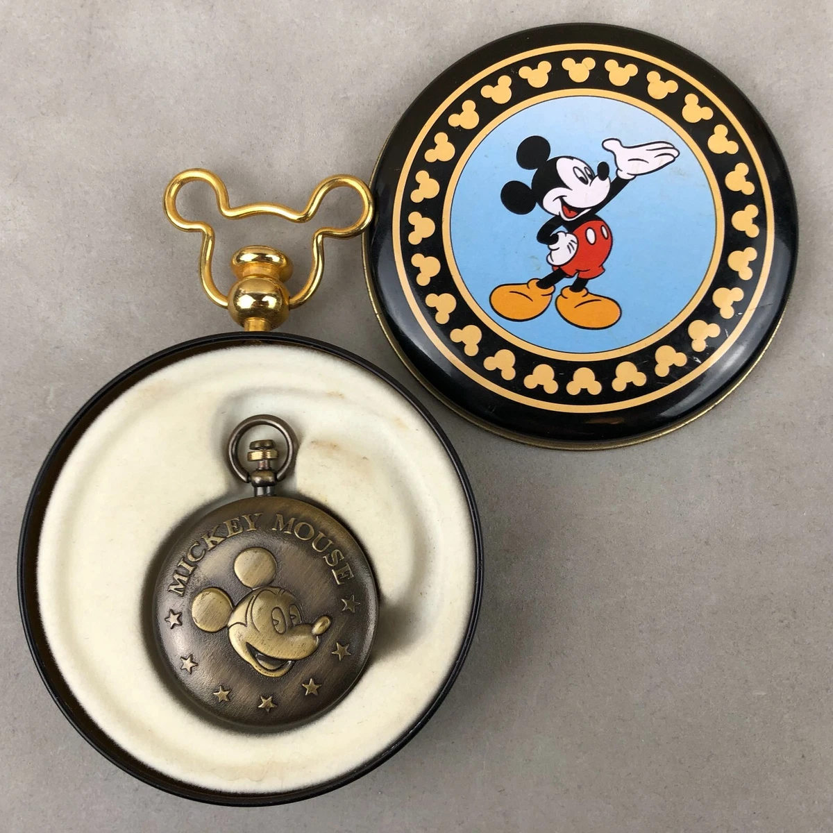 Disney Verichron Quartz Mickey Unlimited Bronze Tone Pocket Watch