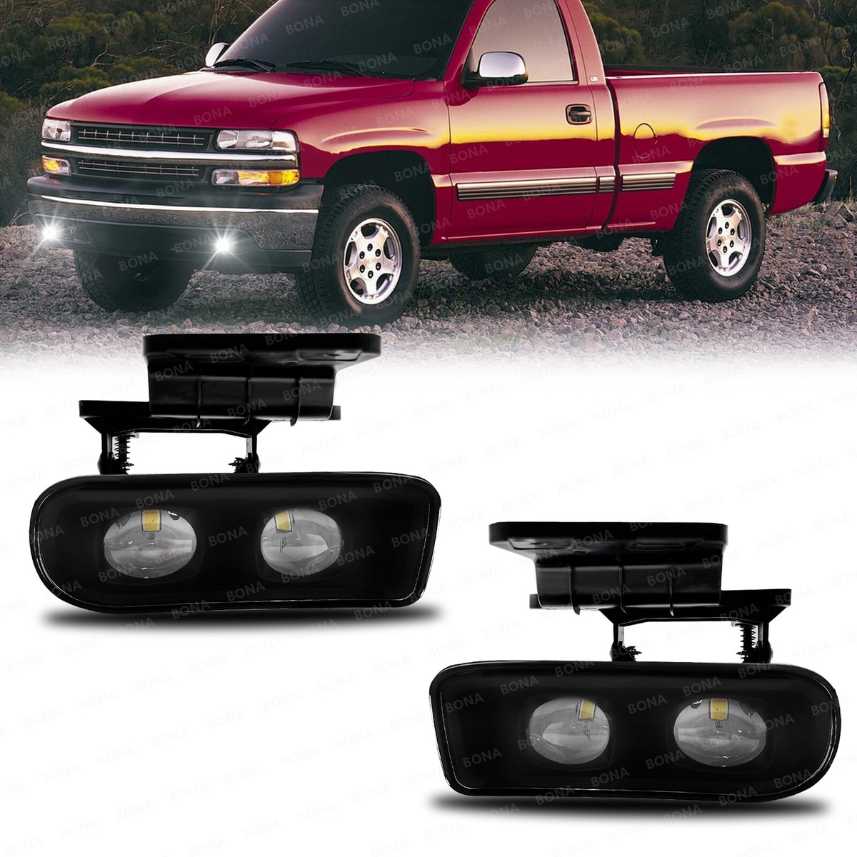 Front Bumper Signal Lights For 1999-2002 Chevy Silverado & 2000-2006 Suburban/Tahoe - Clear Lens, Chrome Housing