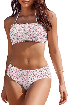 Floral Bikini Removable Padding 14” P2P Approx 32C 36” Hips Small