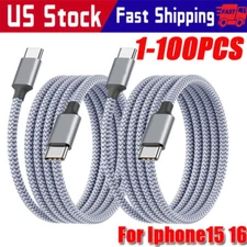 60W USB-C to USB-C Cable Fast Charger lot PD Nylon Cord iPhone 16 15 Pro Samsung
