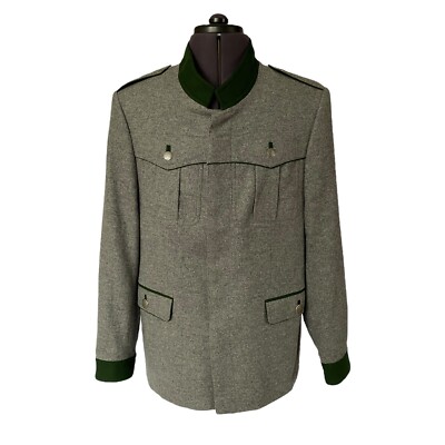 The Felix Austria Blazer Jacke Grau Grün Besatz Bayrischer Loden Herren EU50 UK40