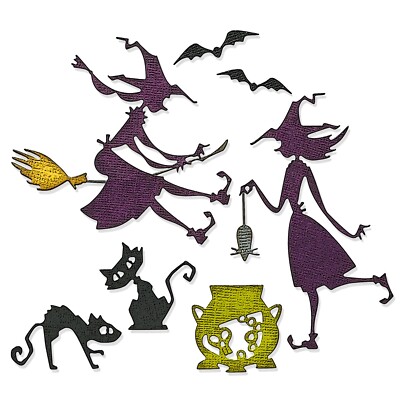 New Retired Sizzix Thinlits Toil & Trouble 9pc #665561 Retail $29.99 Tim Holtz