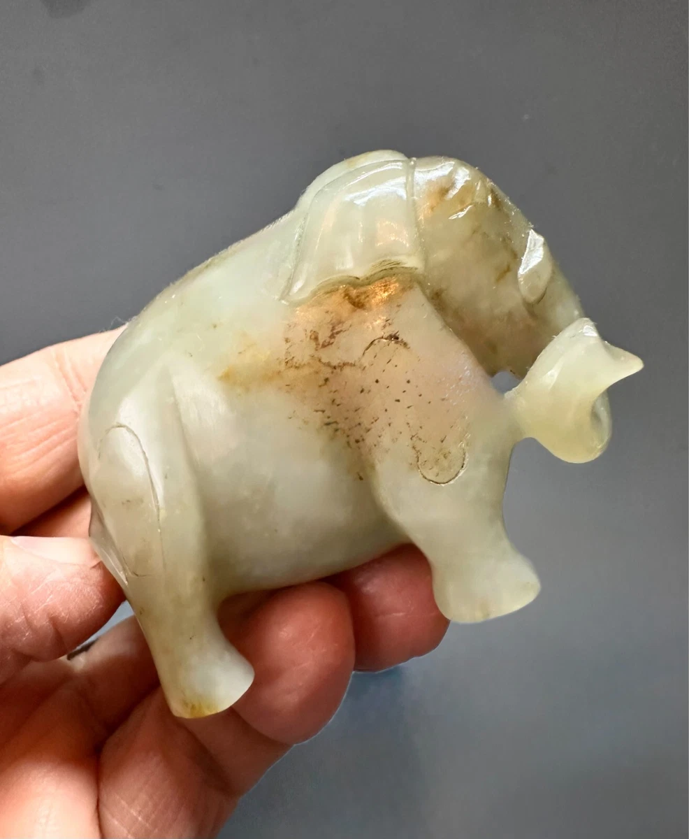 古董原始玉石古董中国大象雕像、雕像| eBay