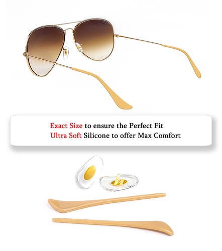 Replacement Rubber Kit Ear Socks Nose Pads for Ray-Ban Aviator RB3025 Frame - Foto 10 di 24