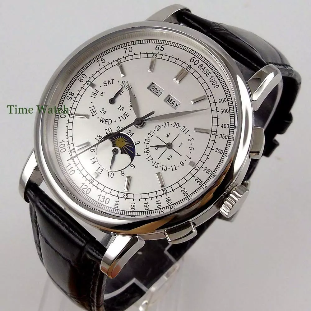 Automatic Men s Watch 42mm Date Day Month Year White Black Dial