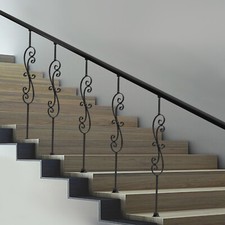 Satin Black Iron S-Shaped Balusters Set of 5 for Indoor Stairs