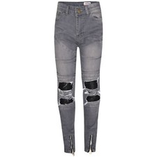 Kids Boys Grey Stretchy Designer's Jeans Ripped Denim Skinny Pants Trousers 5-13