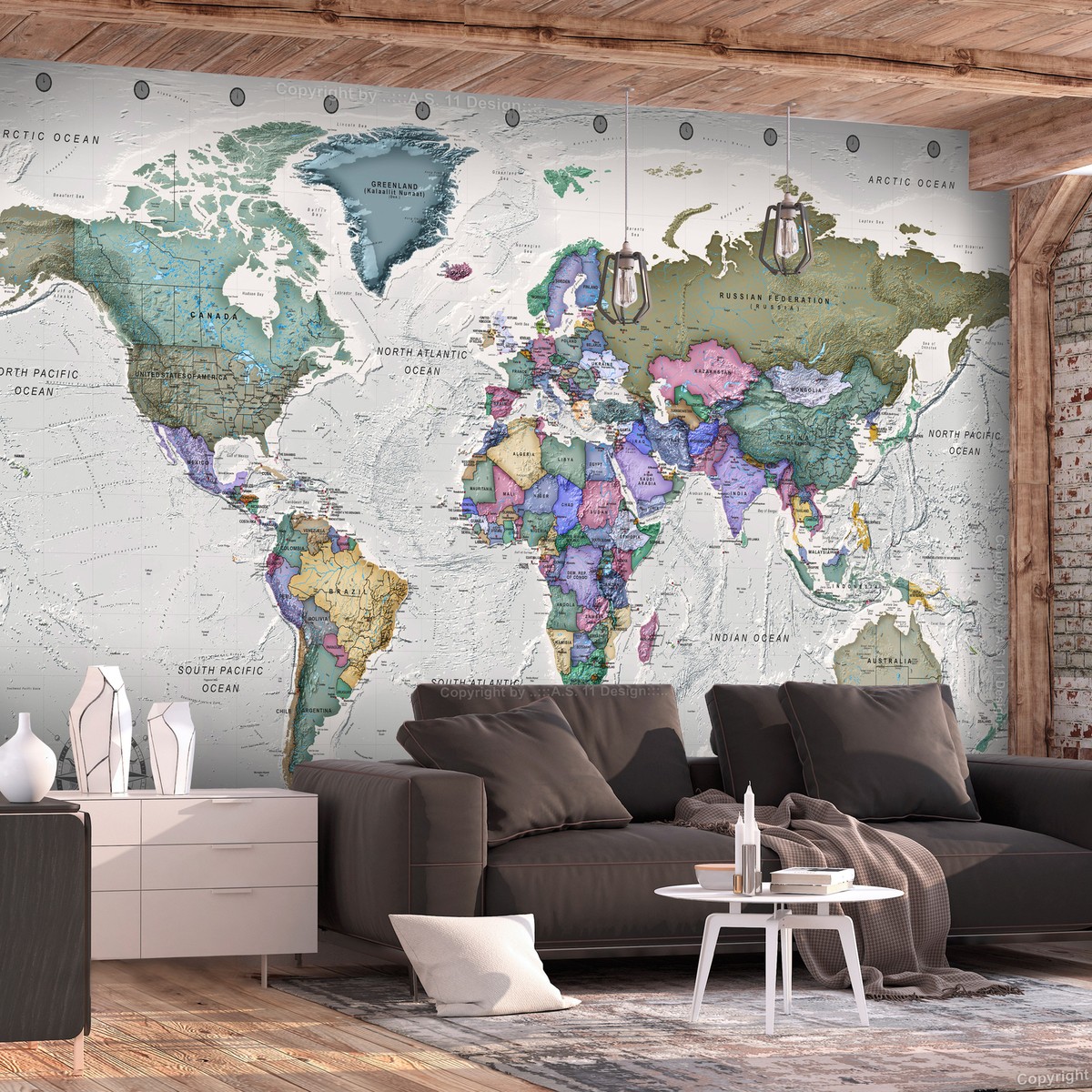 World Map Wallpaper Mural S L1200 